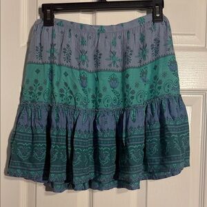Spell Blue and Green Mini Skirt